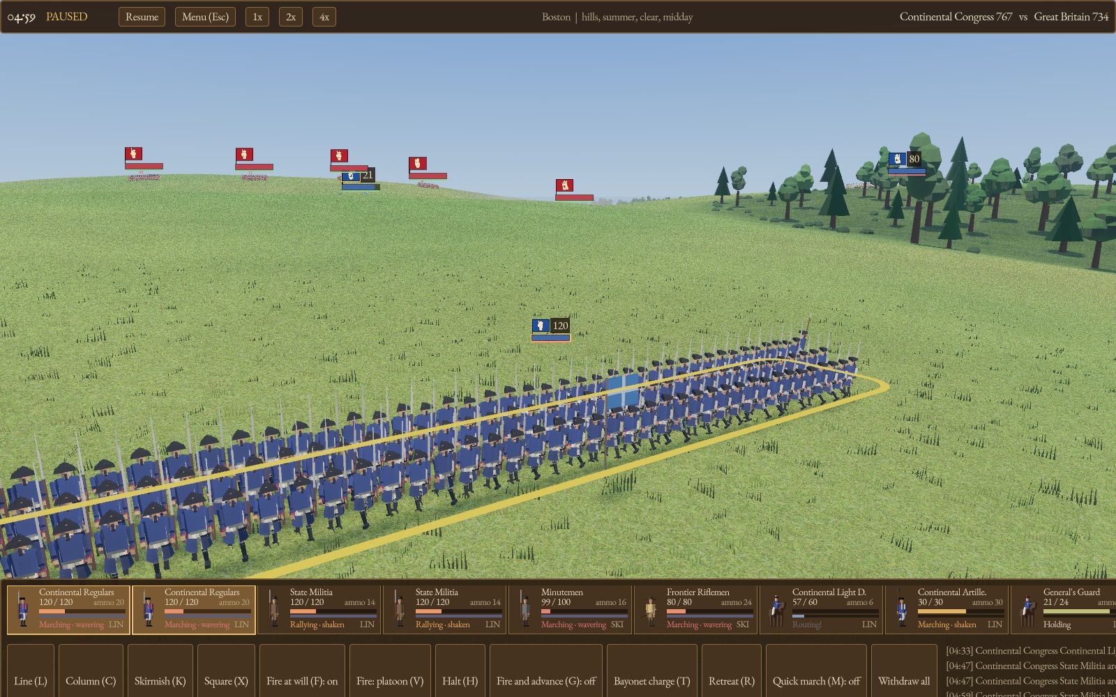 Close view of a regiment in line on the battlefield.